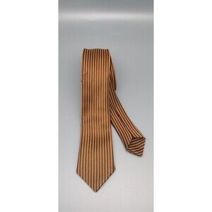 Vintage 50s 60s Wembley Mens Skinny Neck Tie Stripped Brown Gold Tie 53"